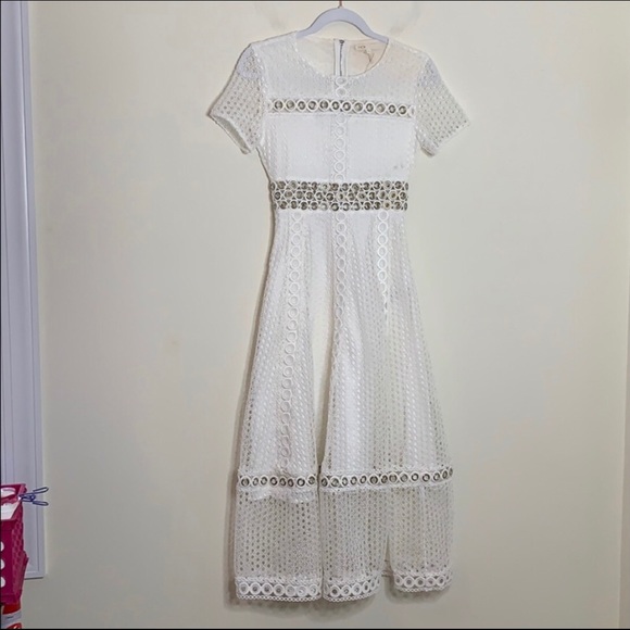 Maje White Rome Eyelet Lace Dress - Picture 4 of 4